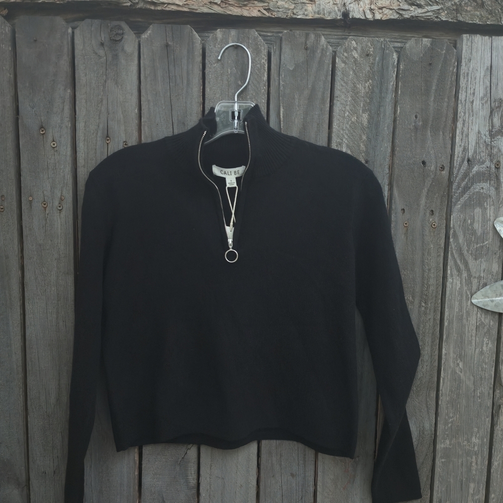 Cali Be Black Half-Zip Sweater